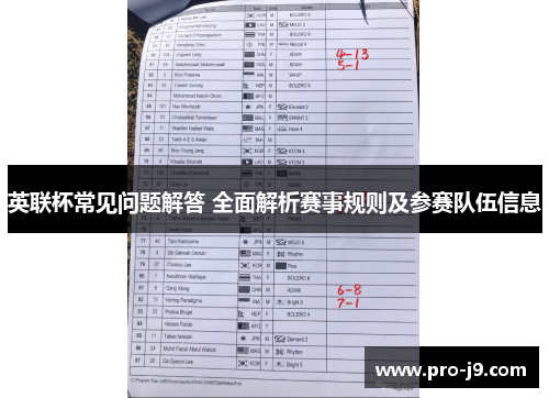 英联杯常见问题解答 全面解析赛事规则及参赛队伍信息 英联杯常见问题解答 全面解析赛事规则及参赛队伍信息
