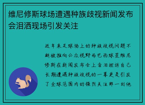 维尼修斯球场遭遇种族歧视新闻发布会泪洒现场引发关注